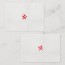 白い背景に赤い花をスケッチしたもの プレイスカード