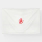 白い背景に赤い花をスケッチしたもの 横断幕 (横)