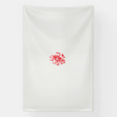 白い背景に赤い花をスケッチしたもの 横断幕 (縦)