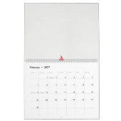 白い背景に赤い花をデザインしたもの カレンダー (2月 2027)