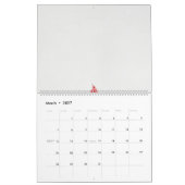 白い背景に赤い花をデザインしたもの カレンダー (3月 2027)