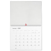 白い背景に赤い花をデザインしたもの カレンダー (1月 2027)