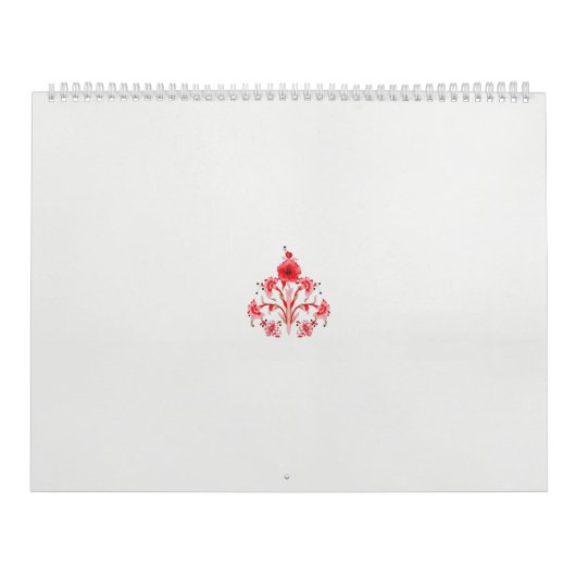 白い背景に赤い花をデザインしたもの カレンダー (カバー)