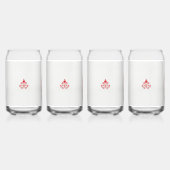 白い背景に赤い花をデザインしたもの ガラス缶 (正面)