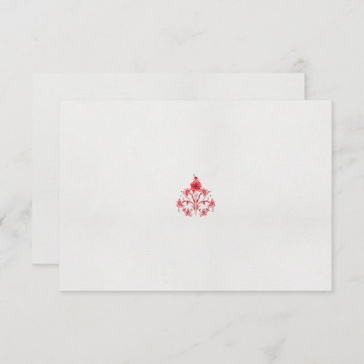 白い背景に赤い花をデザインしたもの サンキューカード (正面/裏面)