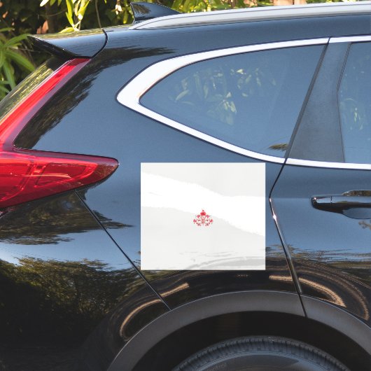 白い背景に赤い花をデザインしたもの シール (車体側面)