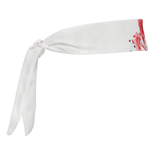 白い背景に赤い花をデザインしたもの タイヘッドバンド (回転270)