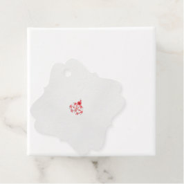 白い背景に赤い花をデザインしたもの フェイバータグ