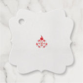 白い背景に赤い花をデザインしたもの フェイバータグ (正面)