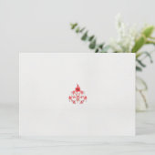 白い背景に赤い花をデザインしたもの 招待状 (スタンド正面)