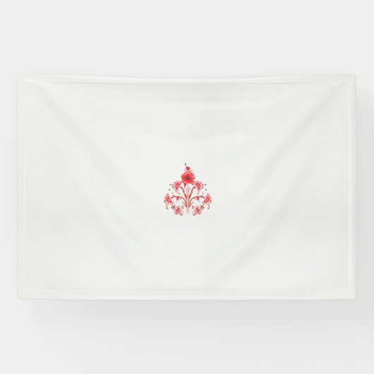 白い背景に赤い花をデザインしたもの 横断幕 (横)