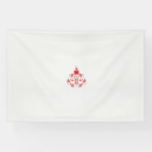 白い背景に赤い花をデザインしたもの 横断幕 (横)