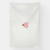 白い背景に赤い花をデザインしたもの 横断幕 (縦)