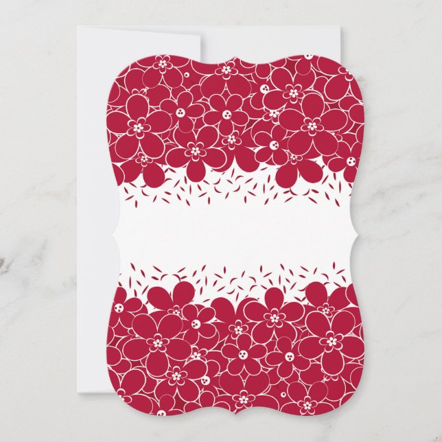 白い背景に赤い花デイジー (正面)