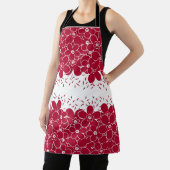 白い背景に赤い花デイジー エプロン (インサイチュ)