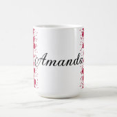 白い背景に赤い花デイジー コーヒーマグカップ (中央)