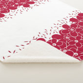 白い背景に赤い花デイジー シェルパブランケット (3/4)