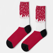 白い背景に赤い花デイジー ソックス (左)