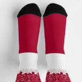 白い背景に赤い花デイジー ソックス (上部)