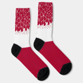 白い背景に赤い花デイジー ソックス (右)