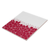 白い背景に赤い花デイジー タイル (側面)