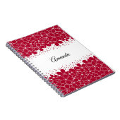 白い背景に赤い花デイジー ノートブック (右側)