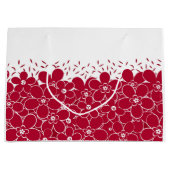 白い背景に赤い花デイジー ラージペーパーバッグ (正面)