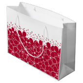 白い背景に赤い花デイジー ラージペーパーバッグ (裏面アングル)