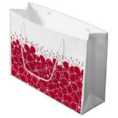 白い背景に赤い花デイジー ラージペーパーバッグ (正面アングル)