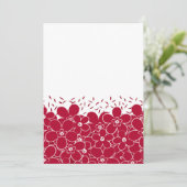 白い背景に赤い花デイジー 招待状 (スタンド正面)