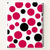 白い背景に赤い黒いエンドウ豆レトロ ノートブック (裏面)