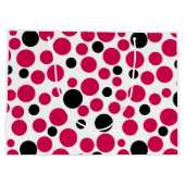 白い背景に赤い黒いエンドウ豆レトロ ラージペーパーバッグ (裏面)