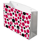 白い背景に赤い黒いエンドウ豆レトロ ラージペーパーバッグ (裏面アングル)