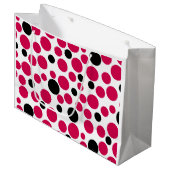 白い背景に赤い黒いエンドウ豆レトロ ラージペーパーバッグ (正面アングル)