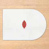 白い背景に赤と茶色のデザイン アクリル招待状 (正面)