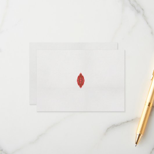 白い背景に赤と茶色のデザイン エンクロージャーカード (正面/裏面インサイチュ)