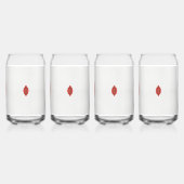 白い背景に赤と茶色のデザイン ガラス缶 (裏面)