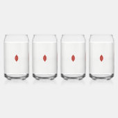 白い背景に赤と茶色のデザイン ガラス缶 (正面)