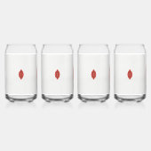 白い背景に赤と茶色のデザイン ガラス缶 (正面)