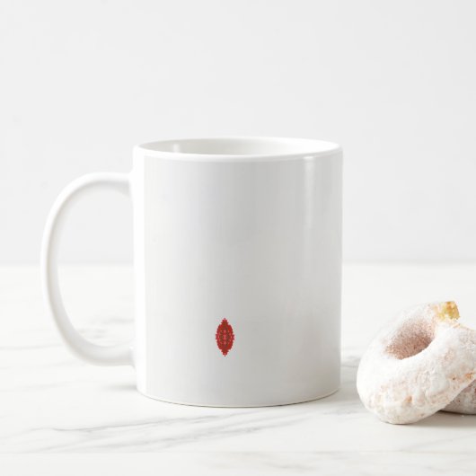 白い背景に赤と茶色のデザイン コーヒーマグカップ (ドーナツ)