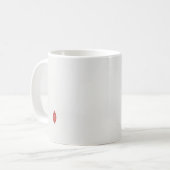 白い背景に赤と茶色のデザイン コーヒーマグカップ (正面左)