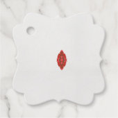 白い背景に赤と茶色のデザイン フェイバータグ (正面)