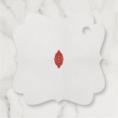 白い背景に赤と茶色のデザイン フェイバータグ (裏面)