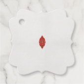 白い背景に赤と茶色のデザイン フェイバータグ (正面)