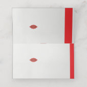 白い背景に赤と茶色のデザイン プレイスカード (内部開封)