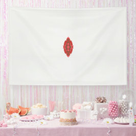 白い背景に赤と茶色のデザイン 横断幕