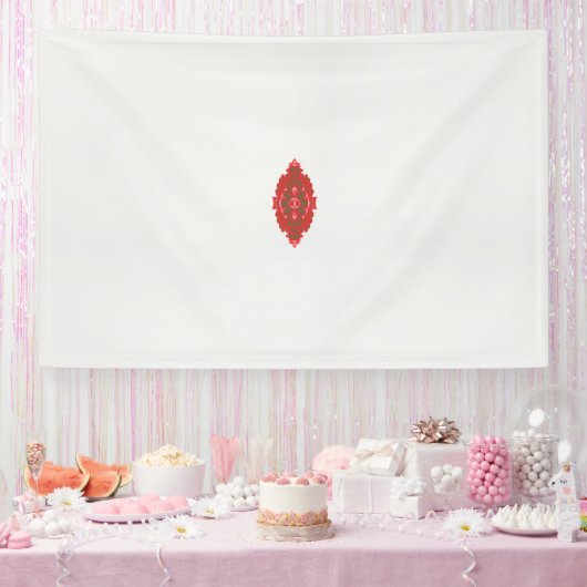 白い背景に赤と茶色のデザイン 横断幕 (パーティー)