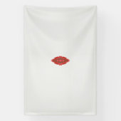 白い背景に赤と茶色のデザイン 横断幕 (縦)