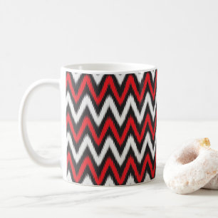 白い背景に赤と黒のジグザグ模様 コーヒーマグカップ