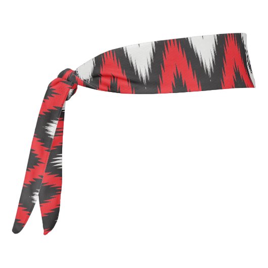 白い背景に赤と黒のジグザグ模様 タイヘッドバンド (回転270)